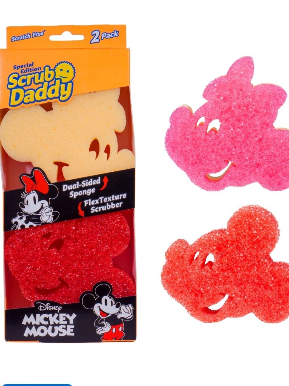 Scrub Daddy Disney Mickey & Minnie Mouse Non-Scratch Cleaning Sponges, 2-Pack